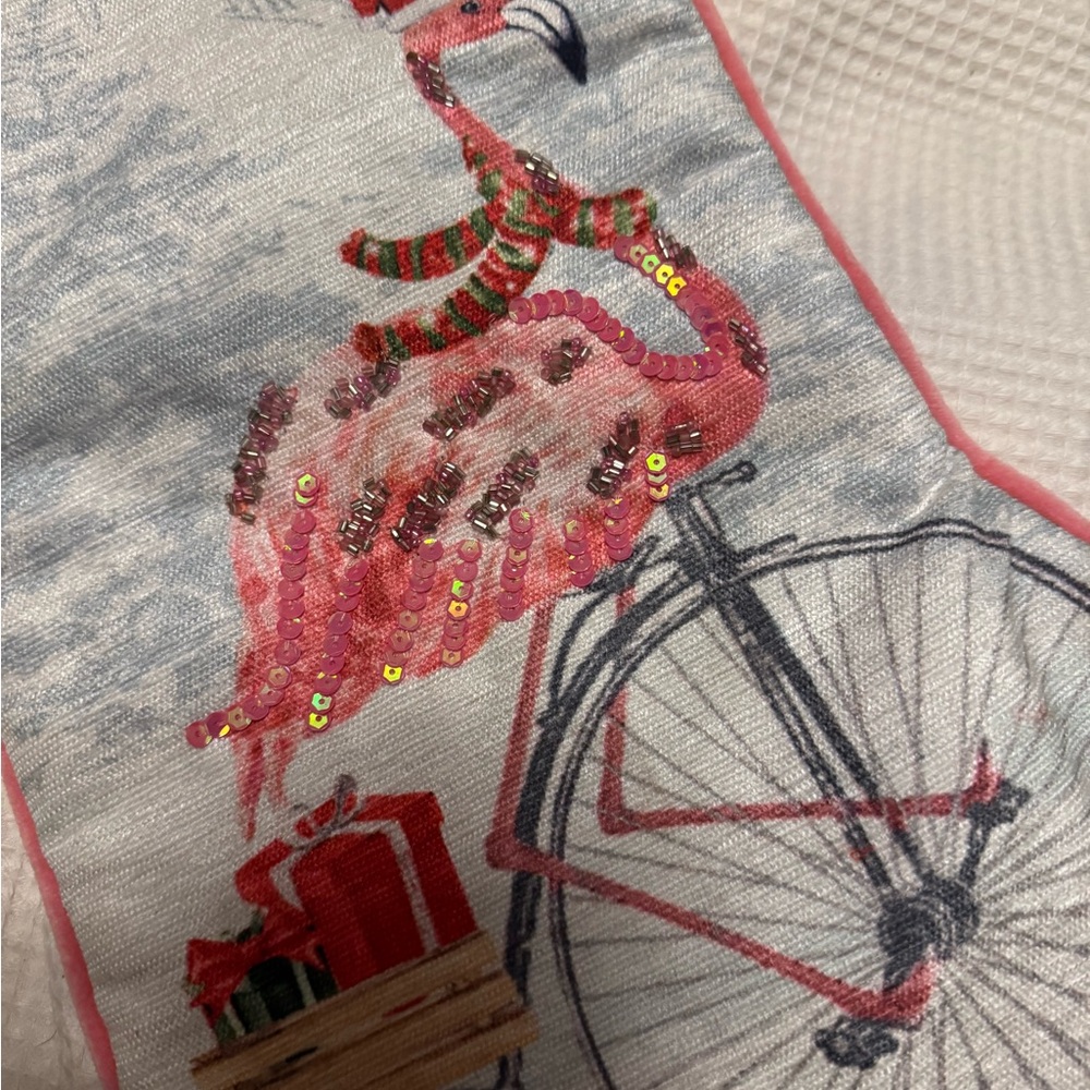 Whimsical Flamingo Christmas Holiday Stocking - Picture 2 of 4